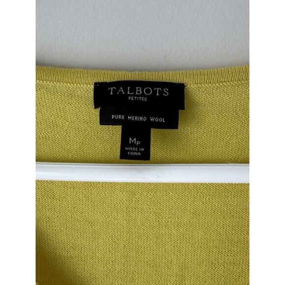 Talbots Pure Merino Wool Sweater Cardigan Womens M Petite MP Yellow Great Condit - Picture 3 of 7